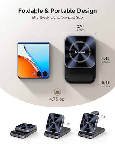 3-in-1 Wireless Charger for Z Flip 8/7, Charging Station for Galaxy Watch 8