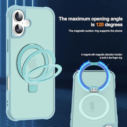 SKYLMW Compatible with iPhone 17 Case with Stand,Blue | iPhone 17 Phone Case 6.3",Magnetic Ring Stand,Compatible with MagSafe,Military-Grade Protection,Great Grip Feeling - color: Blue, size: Iphone 17