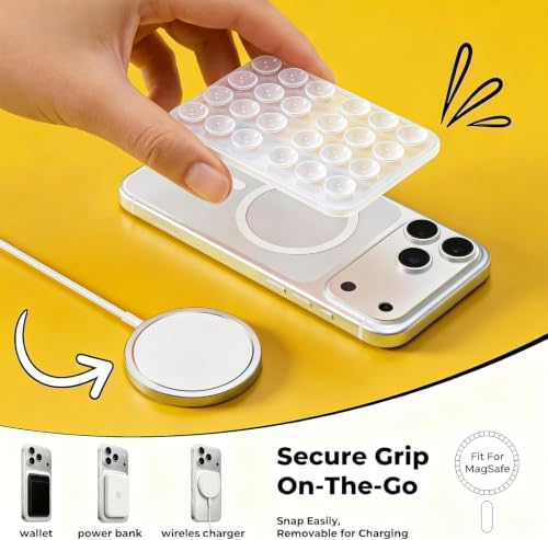 2027 Upgraded Magnetic Suction Sticky Phone Grip for Magsafe, Transparent - color: Transparent