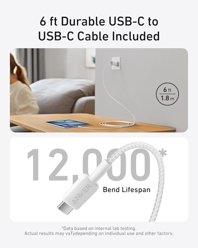 Anker Nano Phone Charger, 30W Portble and Foldable USB C GaN Charger - color: white