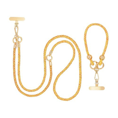 Crystal Phone Lanyard Crossbody and Wrist Strap Lanyard Rhinestone Anti-Theft Phone Strap Phone Neck Strap for Women - color: Orange