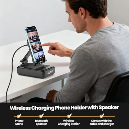 Wireless Phone Charger Stand with Bluetooth Speaker, Gifts for Men