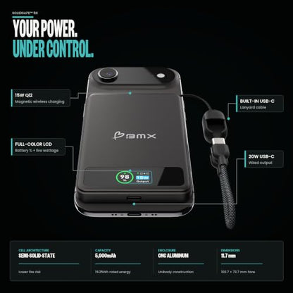 BMX 5K Semi-Solid Power Bank, 5000mAh Qi2 (Blue) - color: Blue