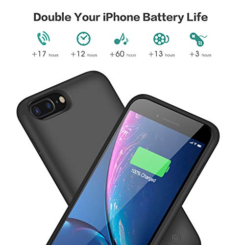 Battery Case for iPhone 6s Plus/6 Plus/7 Plus/8 Plus,8500mAh Portable Charging Case External Battery Pack for iPhone 6s Plus/6 Plus/7 Plus/8 Plus Rechargeable Charger Case (5.5 inch) Black