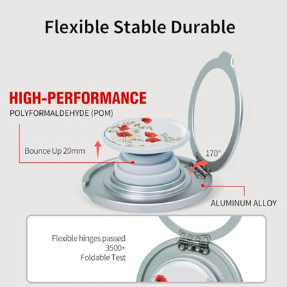 Cell Phone Grip with Kickstand，Adjustable Foldable Desktop Phone Holder - color: 147 Flower