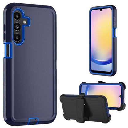 for Samsung Galaxy A16 5G case,A16 5G Heavy Duty case,with A Tempered Glass Screen Protector, [Military Grade Protective ] [Shockproof] [Dropproof] [Dust-Proof] (with Belt Clip-Dark Blue) - color: with Belt Clip-Dark Blue