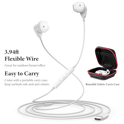 APETOO USB C Headphones for iPhone 18 Pro Max 17 16 15/iPad Air Earbuds - color: White
