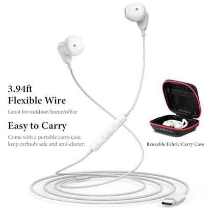 APETOO USB C Headphones for iPhone 18 Pro Max 17 16 15/iPad Air Earbuds - color: White