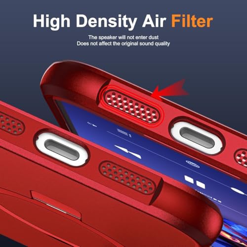 SKYLMW Compatible with iPhone 17 Case with Stand,Red | iPhone 17 Phone Case 6.3",Magnetic Ring Stand,Compatible with MagSafe,Military-Grade Protection,Great Grip Feeling - color: Red, size: Iphone 17
