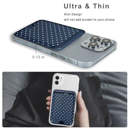 for MagSafe Wallet,Magnetic Card Holder for Phone Case - color: Blue Polka Dots