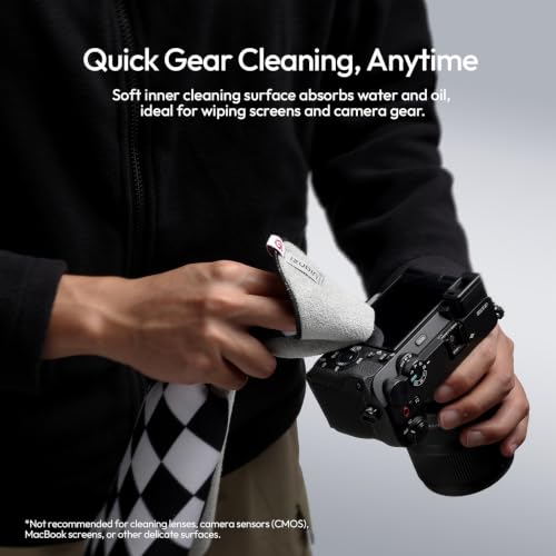 ULANZI CA02 Camera Wrap Cloth, 4-Layer Padded Lens Water-Resistant Wrap - color: Black White Grid