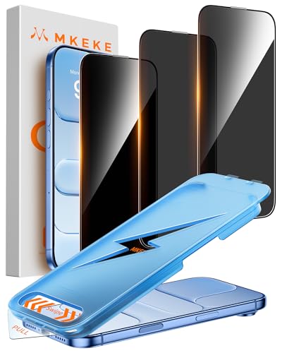 Mkeke for iPhone Air Privacy Screen Protector 3 Pack 25° Anti Spy 9H+ Tempered Glass Military-Grade Drop Protection Easy Installation Shockproof Full Edge Coverage 6.5 inch - size: 6.5 Inch