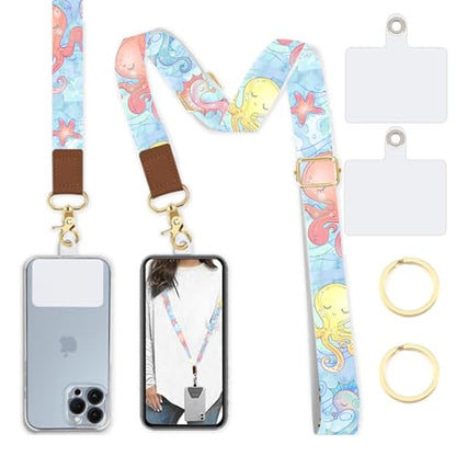 Phone Lanyard Wrist Strap Crossbody Adjustable, Cell Phone Lanyard for Around The Neck Shoulder Wristlet Strap - color: Octopus