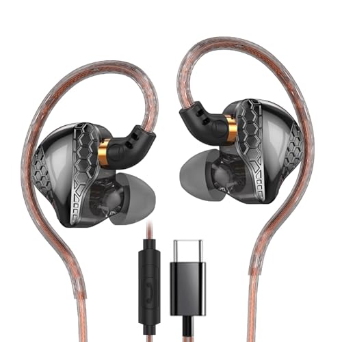 H89 USB C Headphones Deep Bass for iPhone 16 15 Pro Max Plus - color: Black+C
