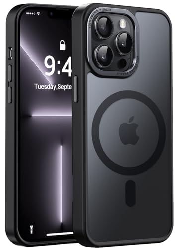 Newfuture Magnetic for iPhone 13 Pro Max Case Matte Shockproof, Black | Military Drop Protection, Slim Matte Anti-Fingerprint, Compatible with Magsafe, Camera Guard, Translucent Protective Cover - color: Black, size: iPhone 13 Pro Max 6.7 inch