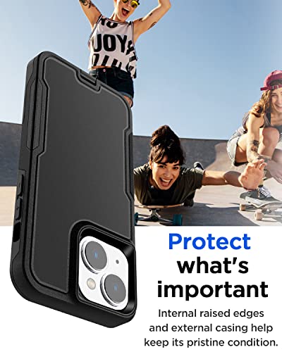 AICase for iPhone 13 Belt Clip Case with Glass Screen Protector,[Compatible MagSafe] Heavy Duty Drop Protection Full Body Rugged Shockproof Military Protective Tough Durable Cover - color: Black with Magsafe+Belt