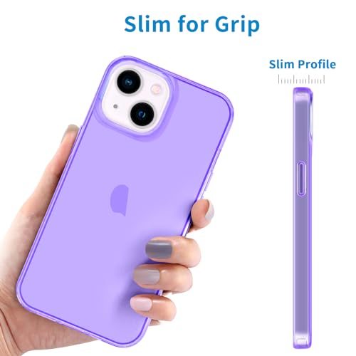 JJGoo Compatible with iPhone 15 Case Clear, Soft Clear TPU Phone Cases, Shockproof Transparent Bumper Cover Slim Thin Phone Case, Translucent Purple - color: Purple