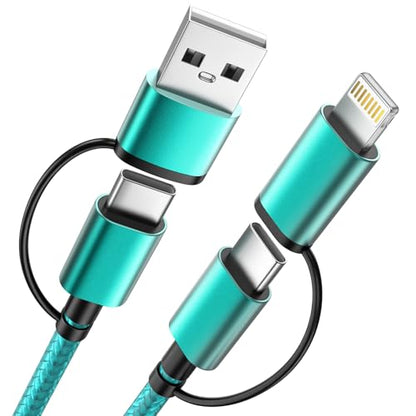 2 Pack 4 in 1 Multi Charging Cable 5FT, 60W USB C to USB C Charger Cord - color: Green