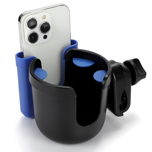 Accmor Wheelchair Cup Holder with Phone Holder, ﻿Universal 360° Rotatable Walker Cup Holder Rollator Scooter Accessory - color: Blue