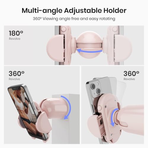 MiiKARE Dual Magnetic Gym Phone Holder Mount for MagSafe, Adjustable (Pink) - color: Pink