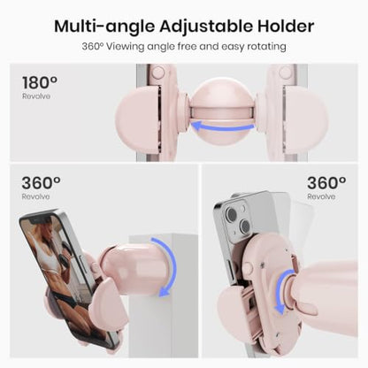 MiiKARE Dual Magnetic Gym Phone Holder Mount for MagSafe, Adjustable (Pink) - color: Pink