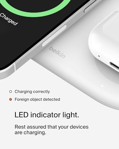 Belkin Qi2 15W Magnetic Wireless Charging Pad, 3 in 1 Fast Charger - color: White, style: 3 in 1