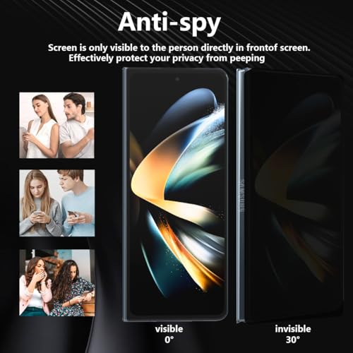2 Pack Outer Privacy Tempered Glass for Samsung Galaxy Z Fold 4 Screen Protector, 9H Hardness Anti Scratch, Anti Spy Tempered Glass Film, Black Protector for Samsung Galaxy Z Fold 4 - size: for Galaxy Z Fold 4