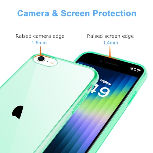JJGoo Compatible with iPhone SE Case 2022/2020, Compatible with iPhone 7 8 Case Clear Soft Transparent Shockproof Protective Slim Thin Bumper Phone Cover, Green - color: Green