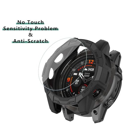 [1+4 Pack] Compatible with Garmin Fenix 7X / Fenix 7X Pro/Garmin Epix Pro(Gen 2) 51MM Screen Protector and Case, Tempered Glass Protective Film and Soft TPU Bumper Face Cover Set - color: for Fenix 7X/Fenix 7X Pro/Epix Pro(Gen 2) 51MM