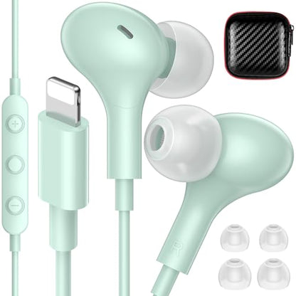 iMangoo for Apple MFi-Certified Soft Headphones for Lightning Wired Earbuds - color: Mint