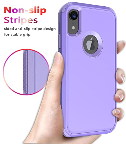 Diverbox for iPhone Xr Case [Shockproof] [Dropproof] [Dust-Proof],Heavy Duty Protection Phone Case Cover for Apple iPhone XR (Purple) - color: Purple-3in1