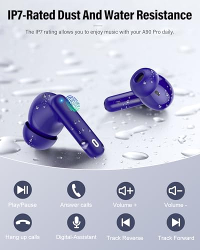 Wireless Earbuds, Bluetooth 5.4 Headphones Bass Stereo/Clear Call,Dark Blue - color: Dark Blue