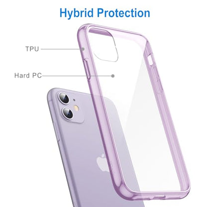 JETech Case for iPhone 11 6.1-Inch, Non-Yellowing Shockproof Phone Bumper Cover, Anti-Scratch Clear Back (Purple) - color: Purple