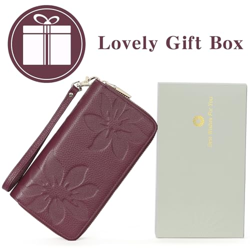 GOIACII Women's Wallet RFID Blocking Leather Wristlet - color: A03 Purple