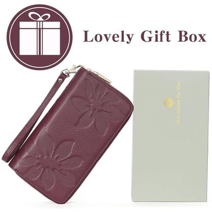 GOIACII Women's Wallet RFID Blocking Leather Wristlet - color: A03 Purple