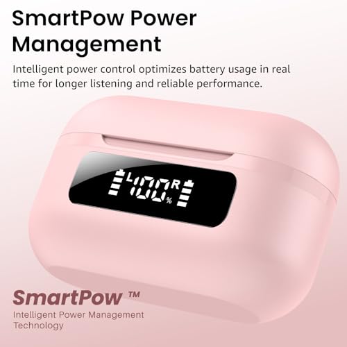 TOZO NC9 Hybrid Active Noise Cancelling Wireless Earbuds, 60H, LED Display - color: Dusty Pink
