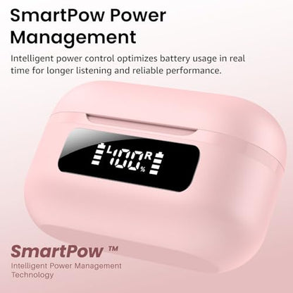 TOZO NC9 Hybrid Active Noise Cancelling Wireless Earbuds, 60H, LED Display - color: Dusty Pink