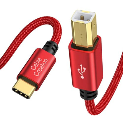 CableCreation USB B to USB C 6.6FT Printer Cable, MIDI Cable to USB C - color: Red, size: 6.6FT
