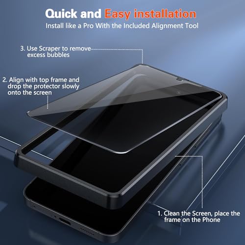 Samsung Galaxy S24 Plus/S24+ 6.7 Inch Privacy Screen Protector, 2X Anti-Spy Tempered Film + 2X Camera Lens Tempered Glass with Installation Tools[28° Anti-Spy][Support Fingerprint Unlock][Bubble Free] - size: S24 Plus
