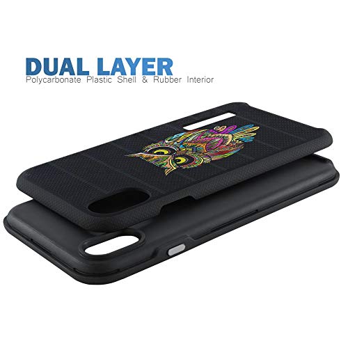 CasesOnDeck Case Compatible with [Apple iPhone X | iPhone Xs][Grip Tactical] iPhone Xs Hybrid Bump and Drop Protection Case Slim Fit Dual Layer Cover (Colorful Owl) - color: Colorful Owl
