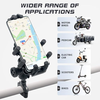 Motorcycle Phone Mount with Vibration Dampener, Handlebar Phone Clip - color: Handlebar Mount