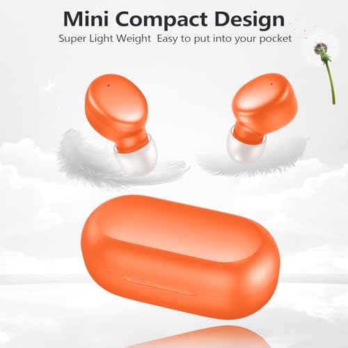 MOZOTER Mini Wireless Earbuds Bluetooth 5.3 in Ear Headphones Headsets - color: Orange