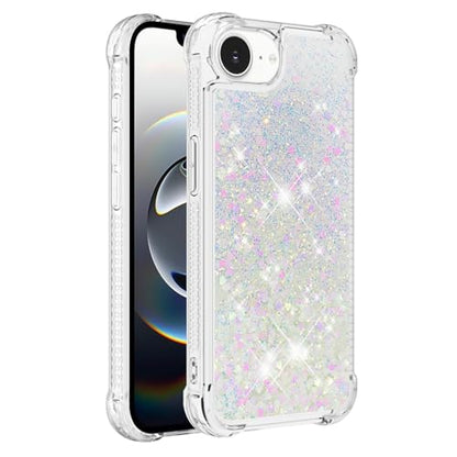 Bling Glitter Case for Apple iPhone 16e.Liquid White | Soft TPU Sparkly Flowing Liquid Floating Clear Case for Women Girls Cover for Apple iPhone 16e - color: White