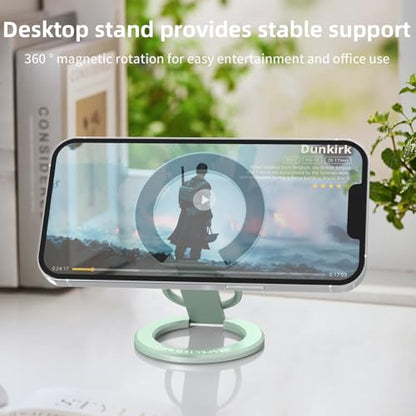 RESPECTED BRO-Magnetic-Phone-Ring-Holder with Dual Rings, Compatible with iPhone 17/16/15/14/13/12, Multifunctional Stand for Office, Gym, Kitchen & All Metal Surfaces, Finger Loop Grip (Light Green) - color: Light Green