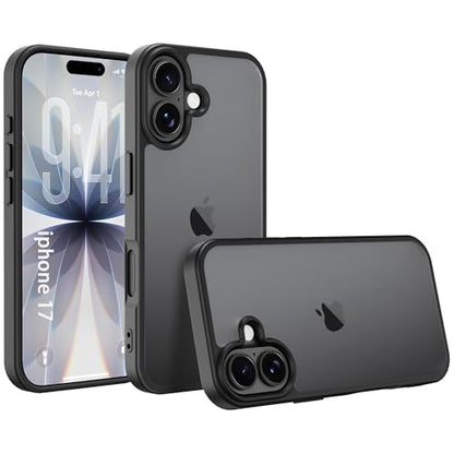 for iPhone 17 Case Translucent Matte Phone Cover, [10 FT Military Grade Drop Protection] Slim Durable Shockproof Protective Bumper (Black, iPhone 17) - color: Black, size: iPhone 17