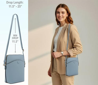 Small Crossbody Bag with Gold Hardware, Mini Shoulder Purse with Adjustable Strap - color: Light Blue