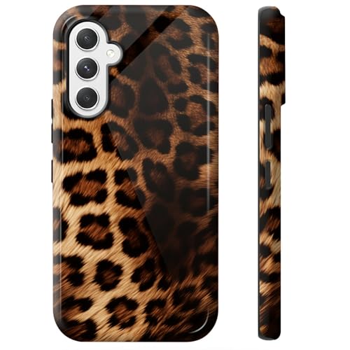 Leopard Print Phone Case for Samsung Galaxy S25, Dual Layer Shockproof Rugged Cover with Soft TPU + Hard PC, Anti-Scratch Slim Fit Wireless Charging Compatible - color: Leopard Print, size: 6.2" Galaxy S25