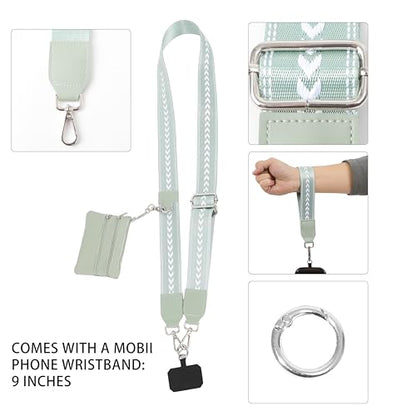 Clip and Go Phone Strap with Zippered Pouch,Phone Strap with Cellphone Chain Accessories - color: Green