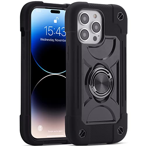 MARKILL Compatible with iPhone 14 Pro Case 6.1 Inch with Built-in Ring Stand, Military Grade Drop Protection Full Body Rugged Heavy Duty Case 3 in 1 Protective Durable Cover Black - color: Black, size: iPhone 14 Pro 6.1"