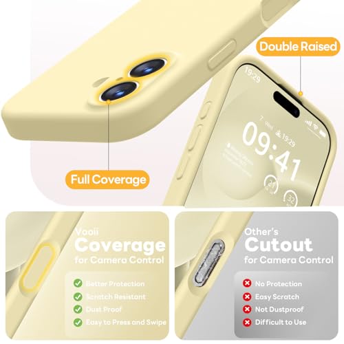 Vooii Magnetic for iPhone 17 Case, Compatible with Magsafe (Premium Liquid Silicone) (Integrated Camera Control Button) Full Body Protective Anti-Scratch Microfiber Lining 6.3", Creamy Yellow - color: Creamy Yellow, size: iPhone 17
